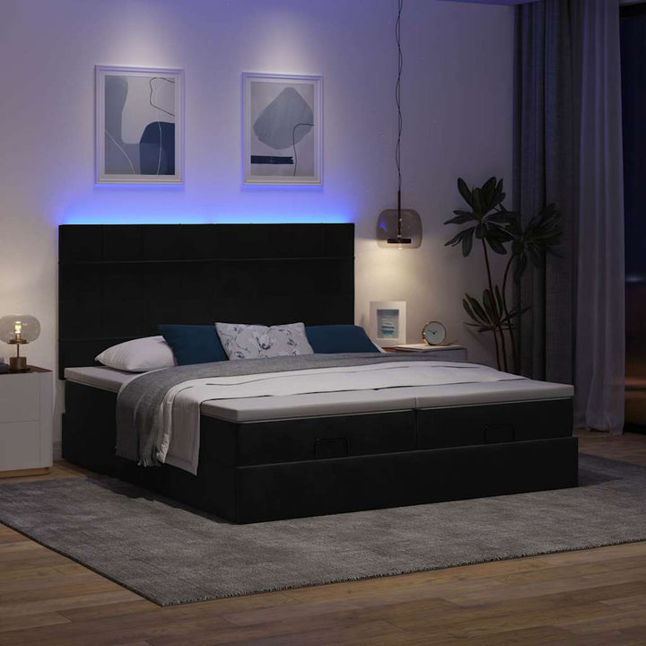 osmannisk sengeramme med madrasser 200x200 cm fløjl sort