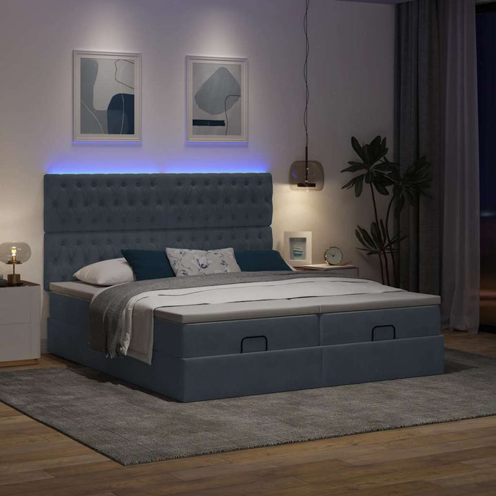 osmannisk sengeramme med madrasser 160x200 cm fløjl mørkegrå