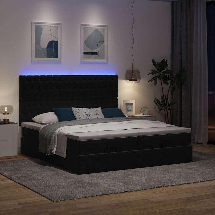 osmannisk sengeramme med madrasser 180x200 cm fløjl sort