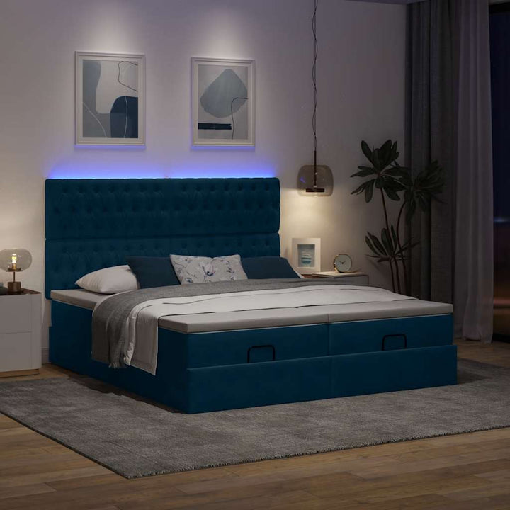 osmannisk sengeramme med madrasser 180x200 cm fløjl mørkeblå