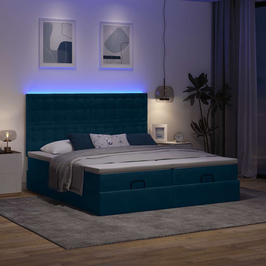 osmannisk sengeramme med madrasser 160x200 cm fløjl mørkeblå