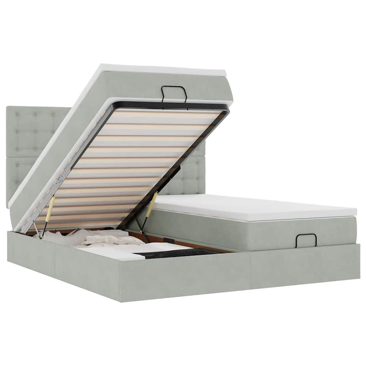 osmannisk sengeramme med madrasser 180x200 cm fløjl lysegrå
