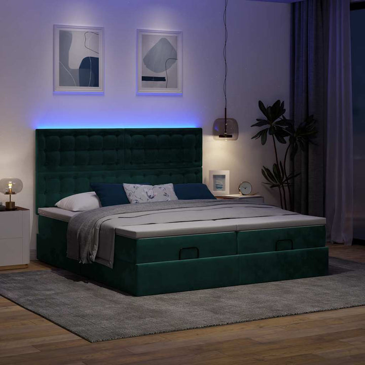 osmannisk sengeramme med madrasser 180x200 cm fløjl mørkegrøn