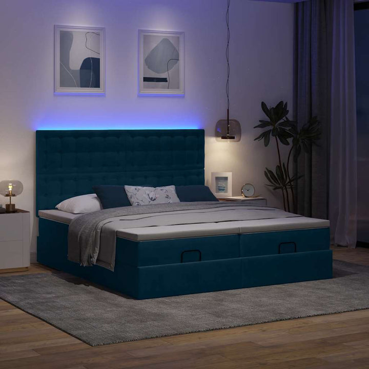 osmannisk sengeramme med madrasser 180x200 cm fløjl mørkeblå