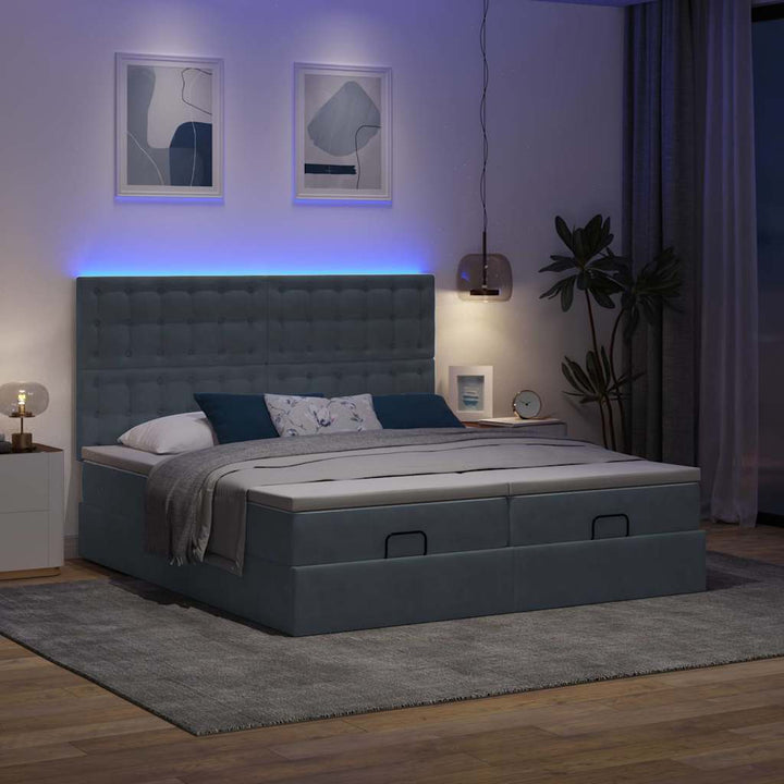 osmannisk sengeramme med madrasser 200x200 cm fløjl mørkegrå