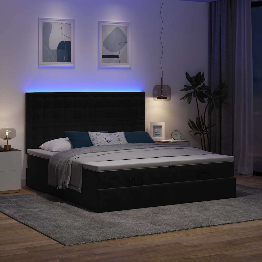 osmannisk sengeramme med madrasser 200x200 cm fløjl sort