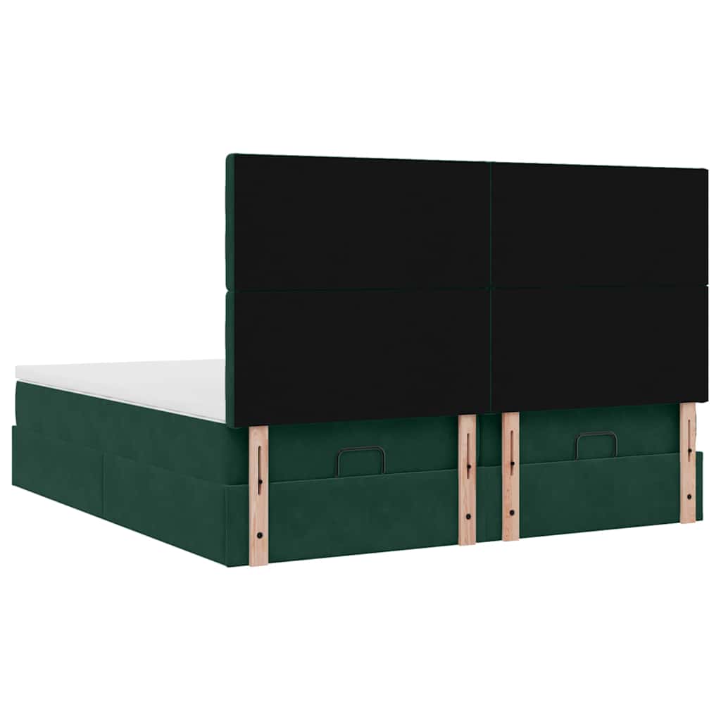 osmannisk sengeramme med madrasser 200x200 cm fløjl mørkegrøn
