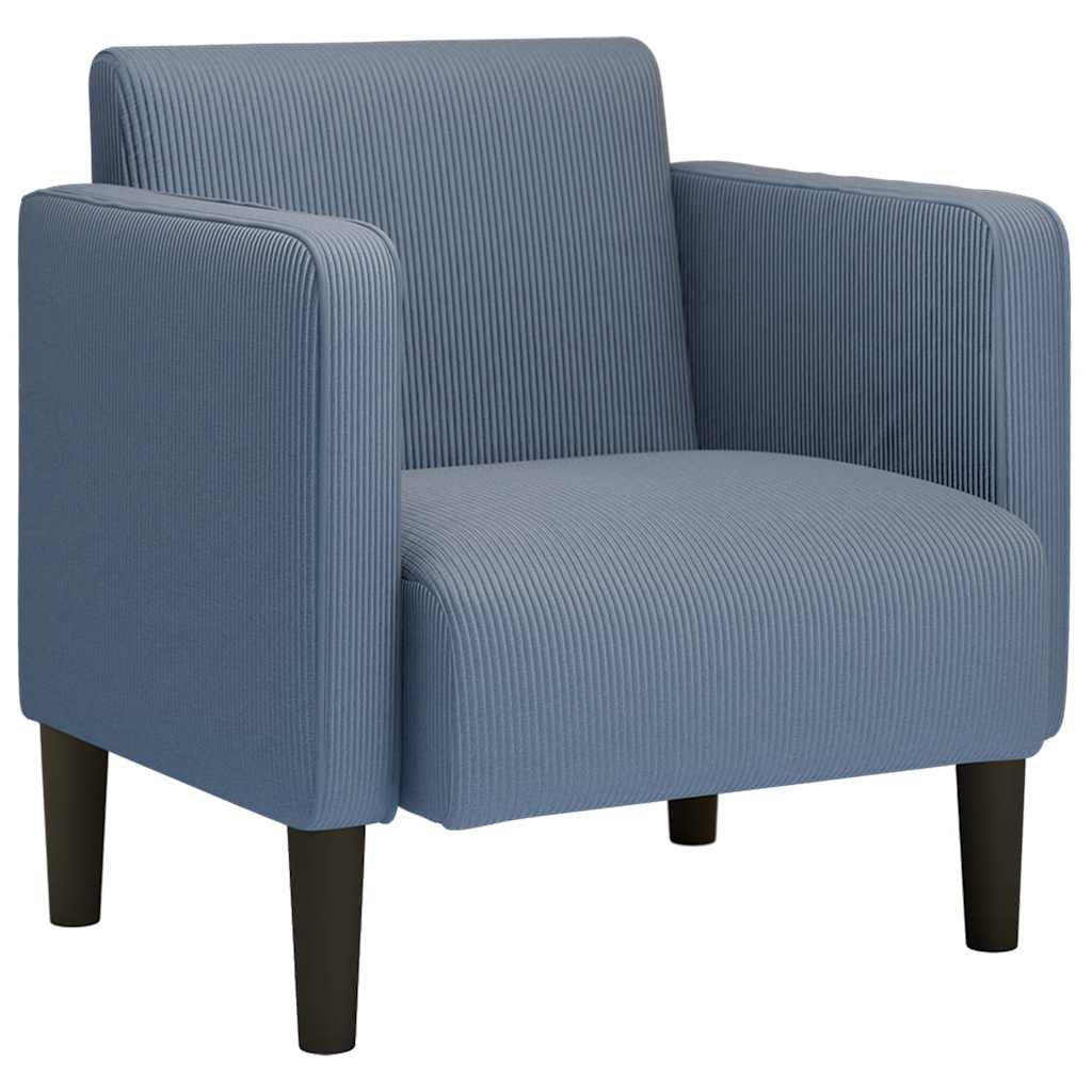 sofastol med armlæn 54 cm fløjlsstof blå