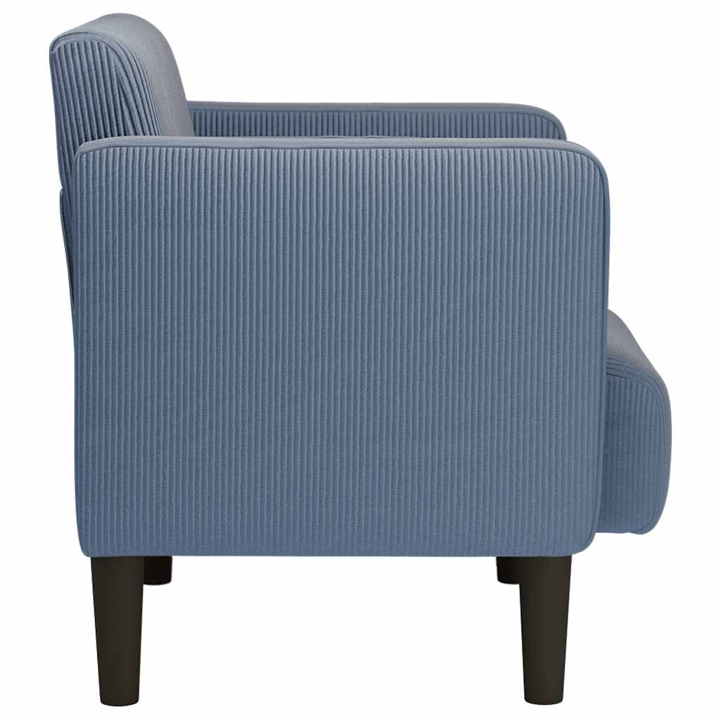sofastol med armlæn 54 cm fløjlsstof blå