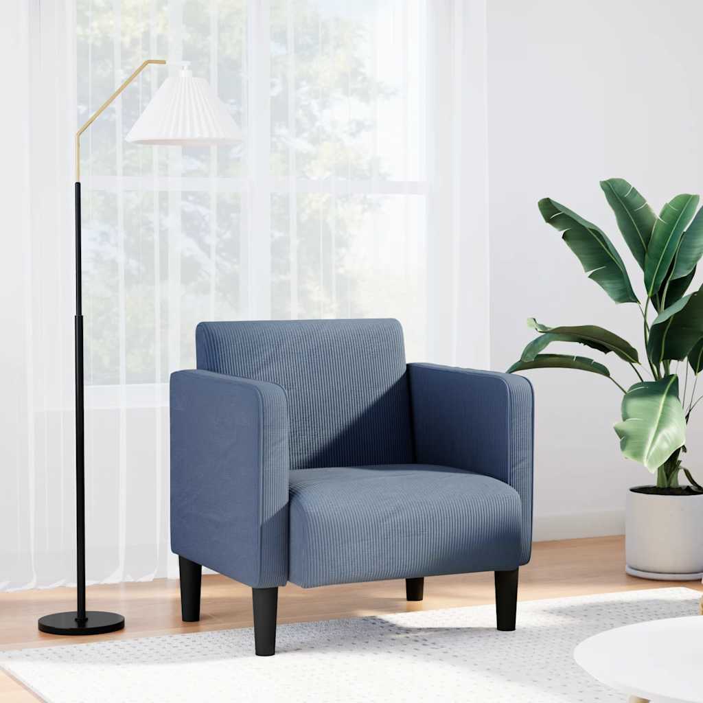 sofastol med armlæn 54 cm fløjlsstof blå