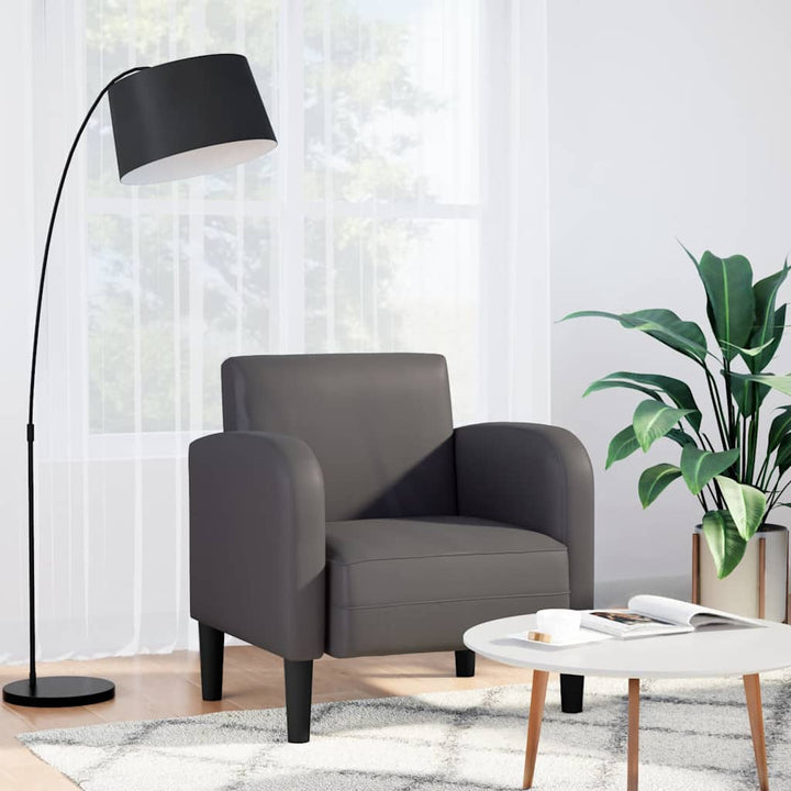sofastol med armlæn 54 cm kunstlæder grå