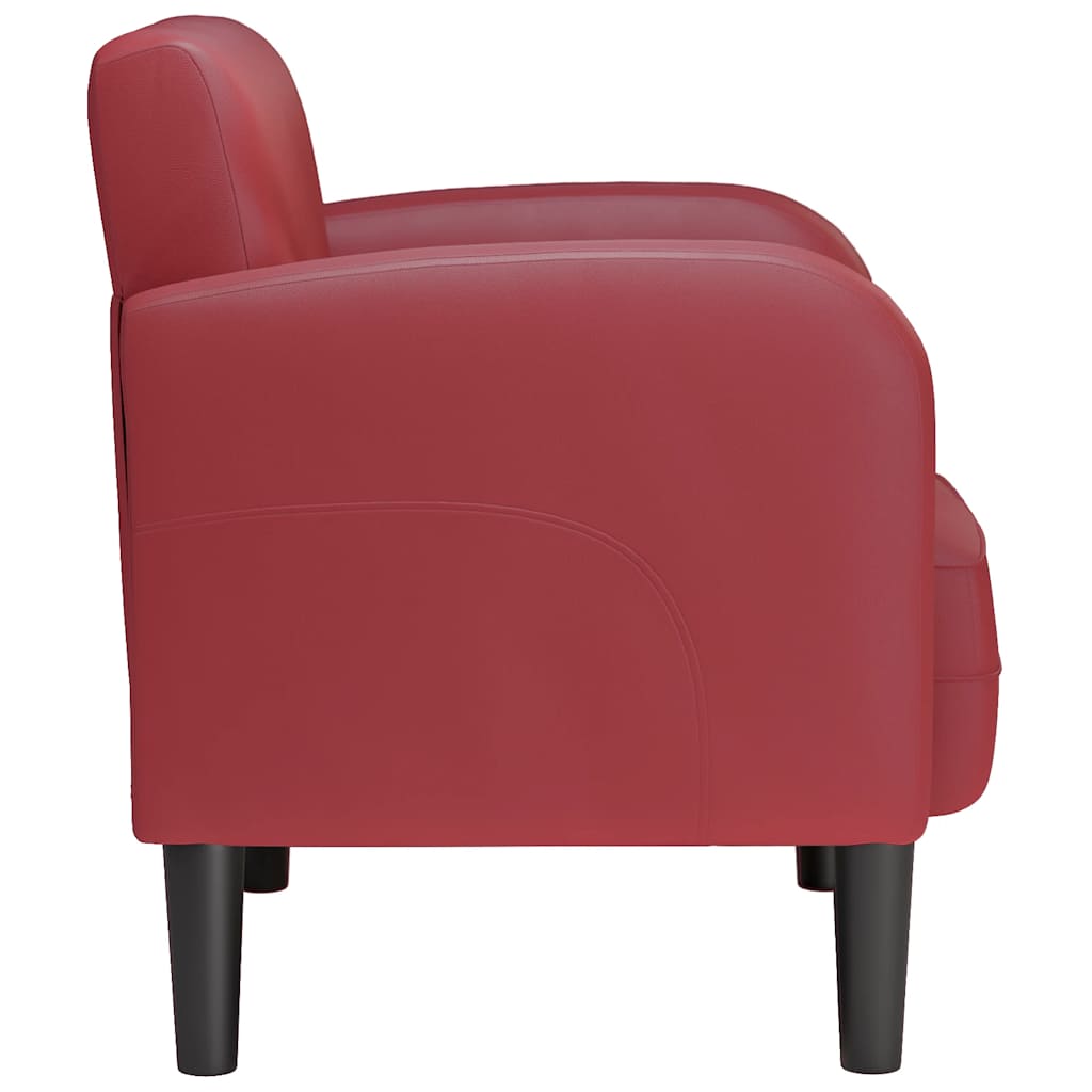 sofastol med armlæn 54 cm kunstlæder vinrød