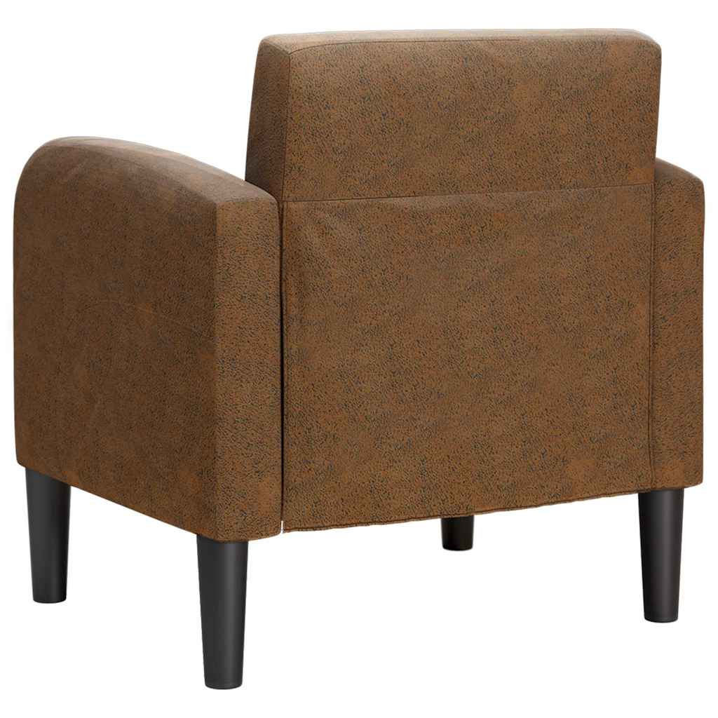 sofastol med armlæn 54 cm kunstlæder brun