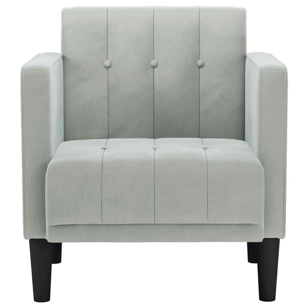 sofastol med armlæn 53 cm fløjl lysegrå