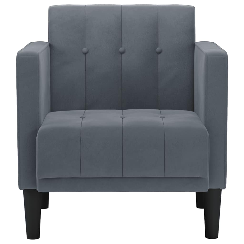 sofastol med armlæn 53 cm fløjl mørkegrå