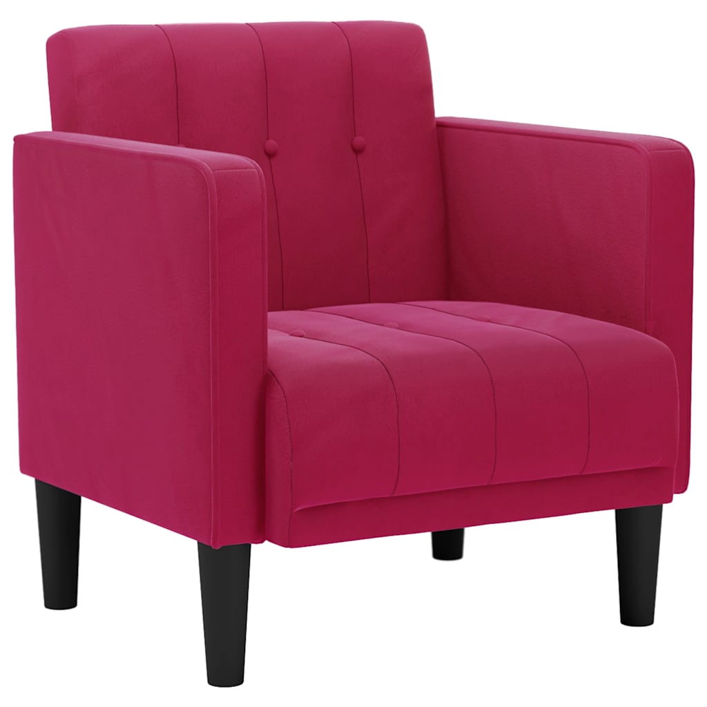 sofastol med armlæn 53 cm fløjl vinrød