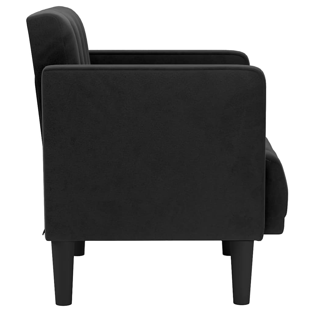 sofastol med armlæn 53 cm fløjl sort