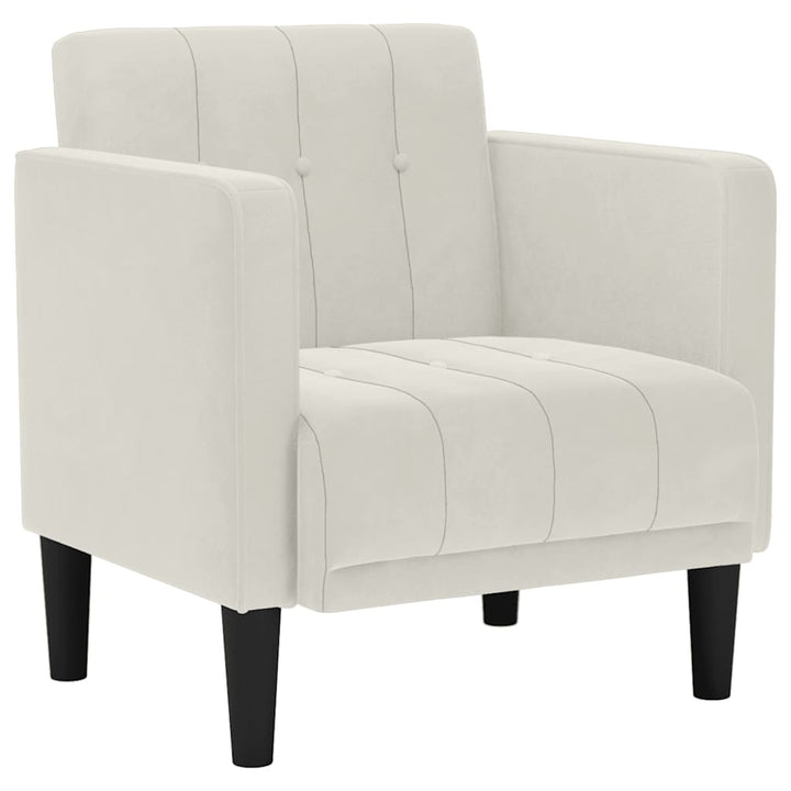 sofastol med armlæn 53 cm fløjl cremefarvet