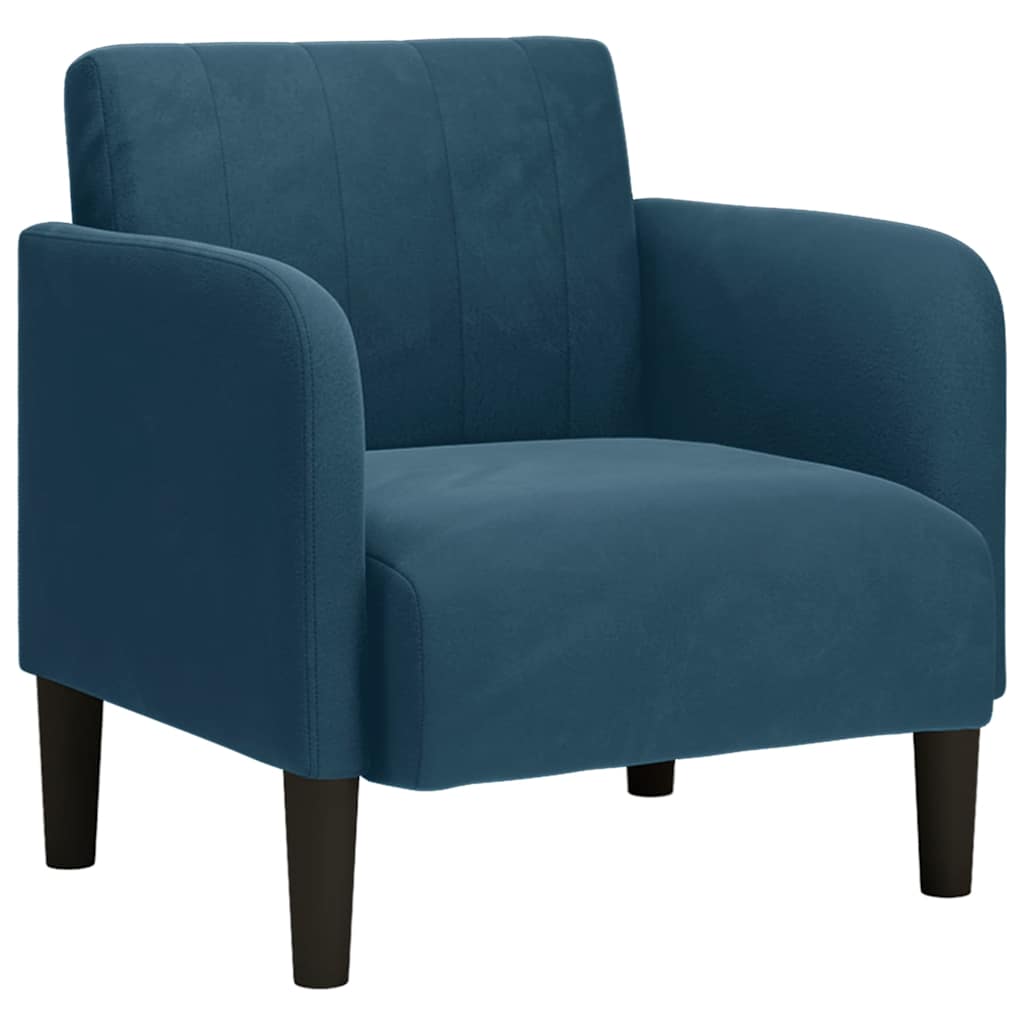 sofastol med armlæn 54 cm fløjl blå