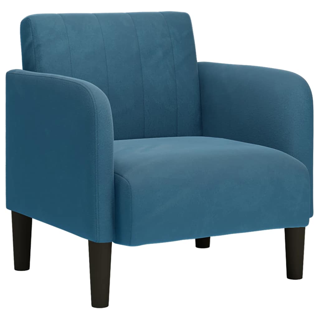 sofastol med armlæn 54 cm fløjl blå