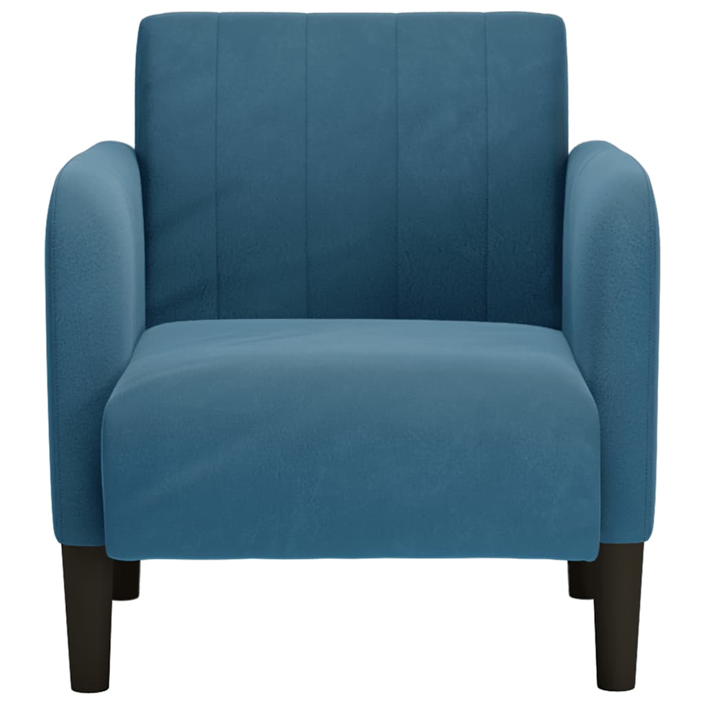 sofastol med armlæn 54 cm fløjl blå