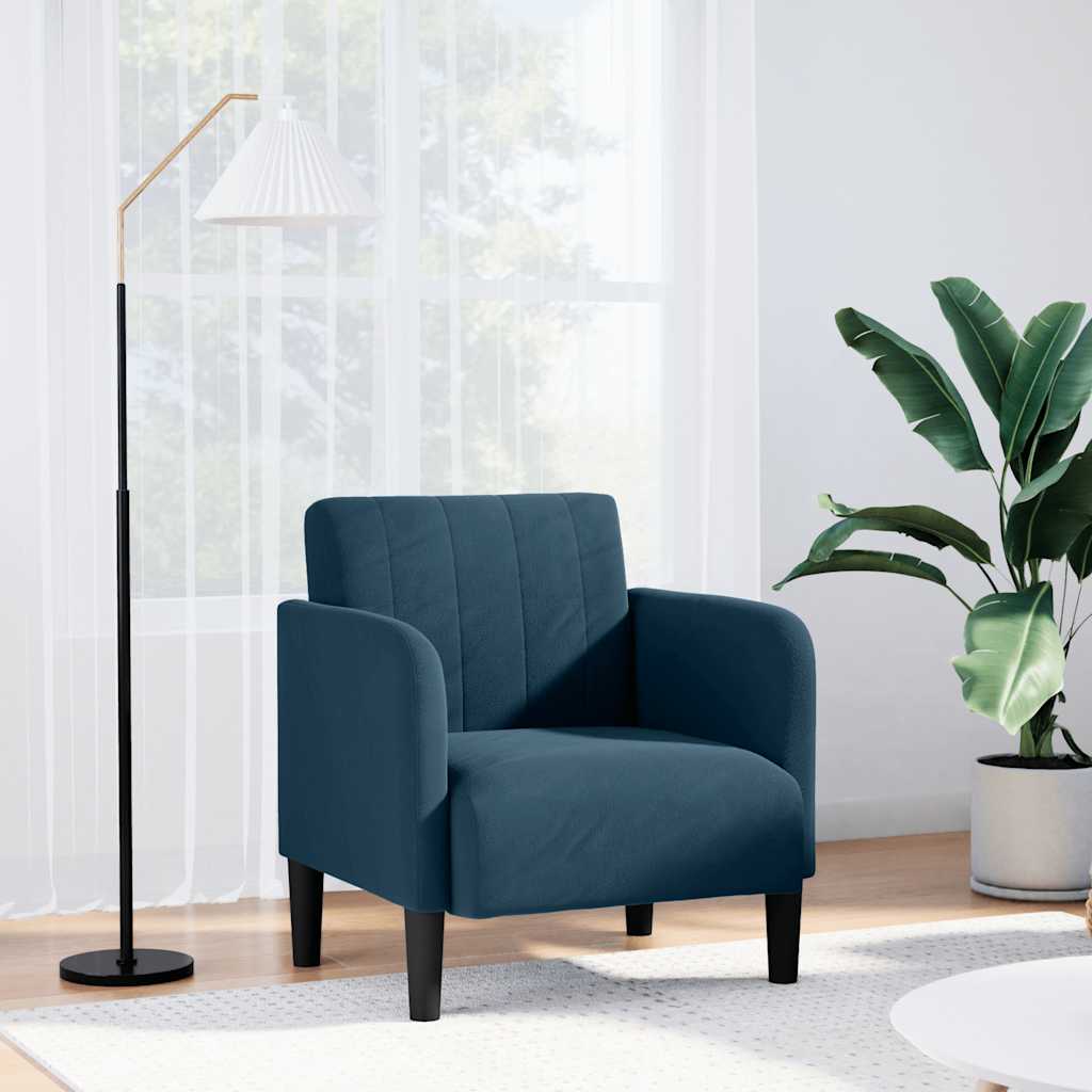 sofastol med armlæn 54 cm fløjl blå
