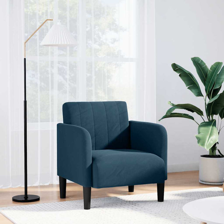sofastol med armlæn 54 cm fløjl blå