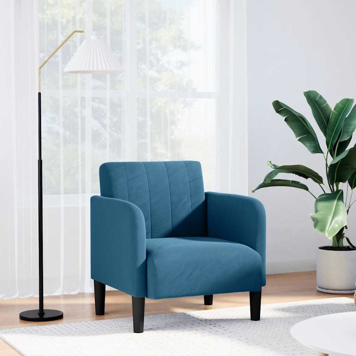 sofastol med armlæn 54 cm fløjl blå