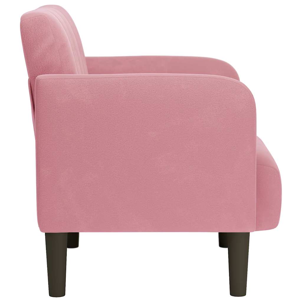 sofastol med armlæn 54 cm fløjl lyserød