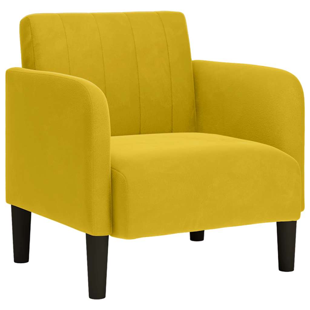 sofastol med armlæn 54 cm fløjl gul