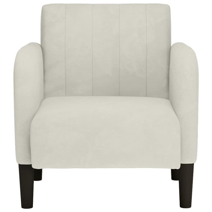 sofastol med armlæn 54 cm fløjl cremefarvet