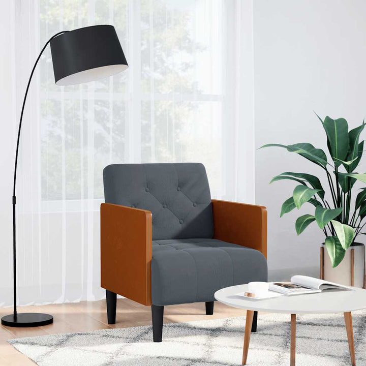 sofastol med armlæn 55 cm fløjl mørkegrå