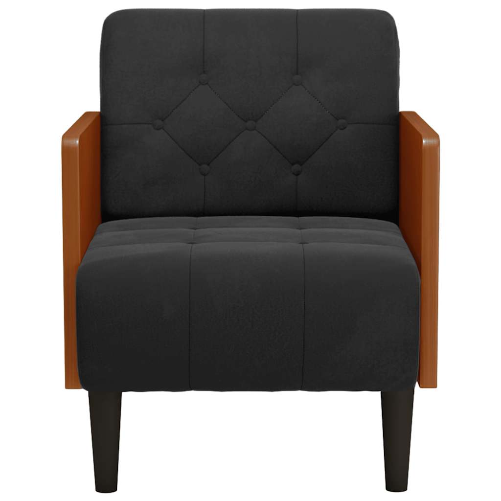 sofastol med armlæn 55 cm fløjl sort