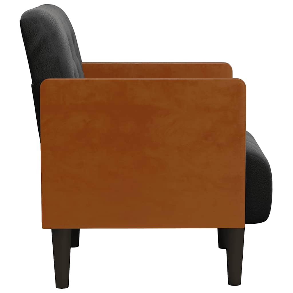 sofastol med armlæn 55 cm fløjl sort