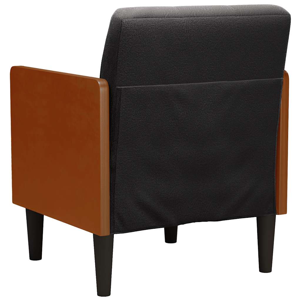 sofastol med armlæn 55 cm fløjl sort