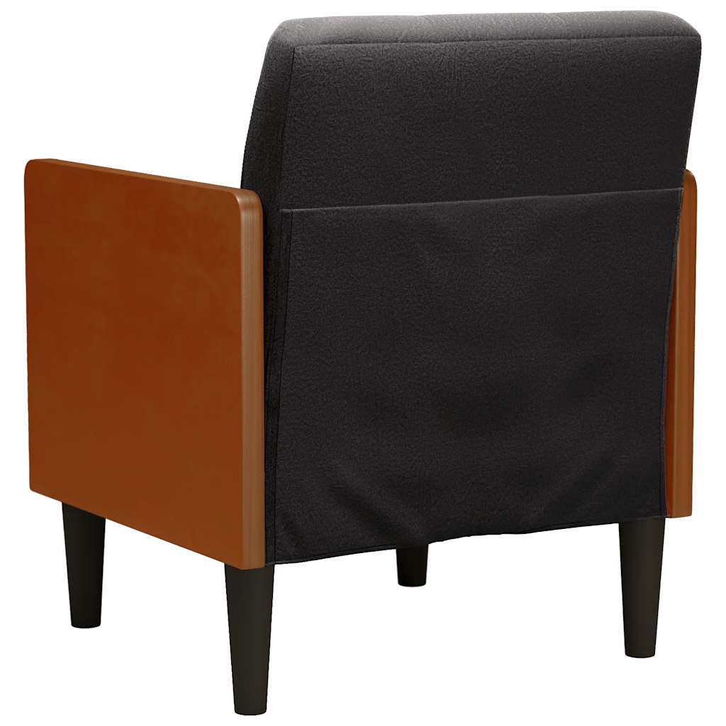 sofastol med armlæn 55 cm fløjl sort