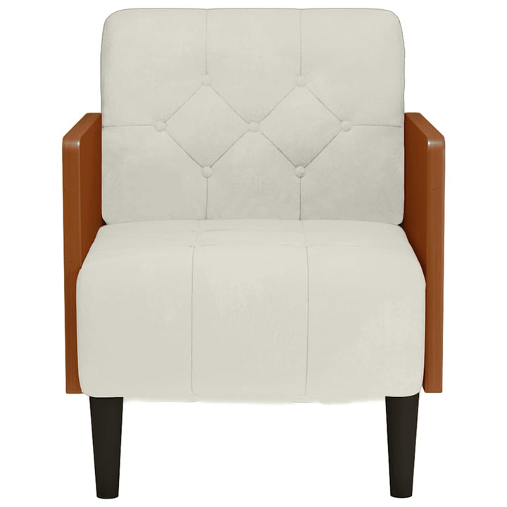 sofastol med armlæn 55 cm fløjl cremefarvet