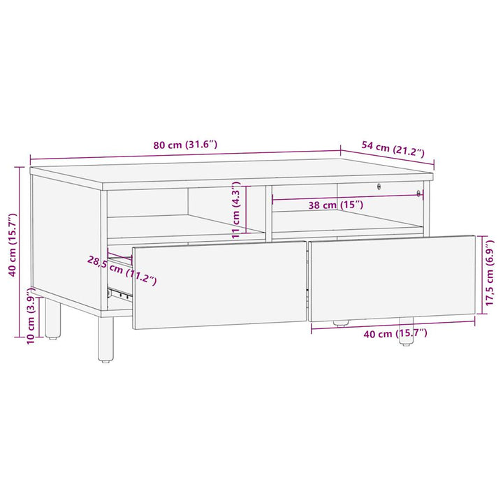 sofabord 80x54x40 cm massivt ru mangotræ sort