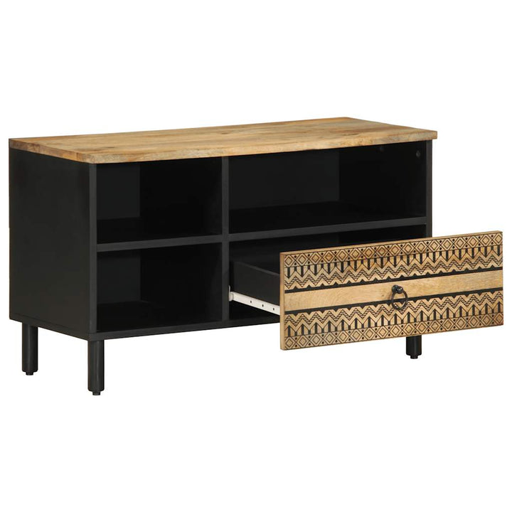 tv-bord 80x33,5x46 cm massivt ru mangotræ sort