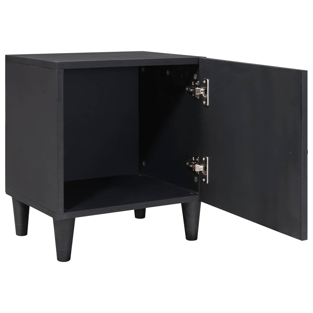 Sengebord med Dør 2 pcs Sort 40 x 33 x 46 cm Massivt mangotræ