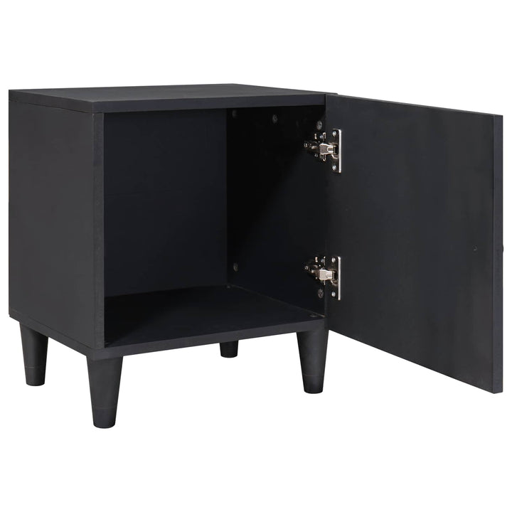 Sengebord med Dør 2 pcs Sort 40 x 33 x 46 cm Massivt mangotræ