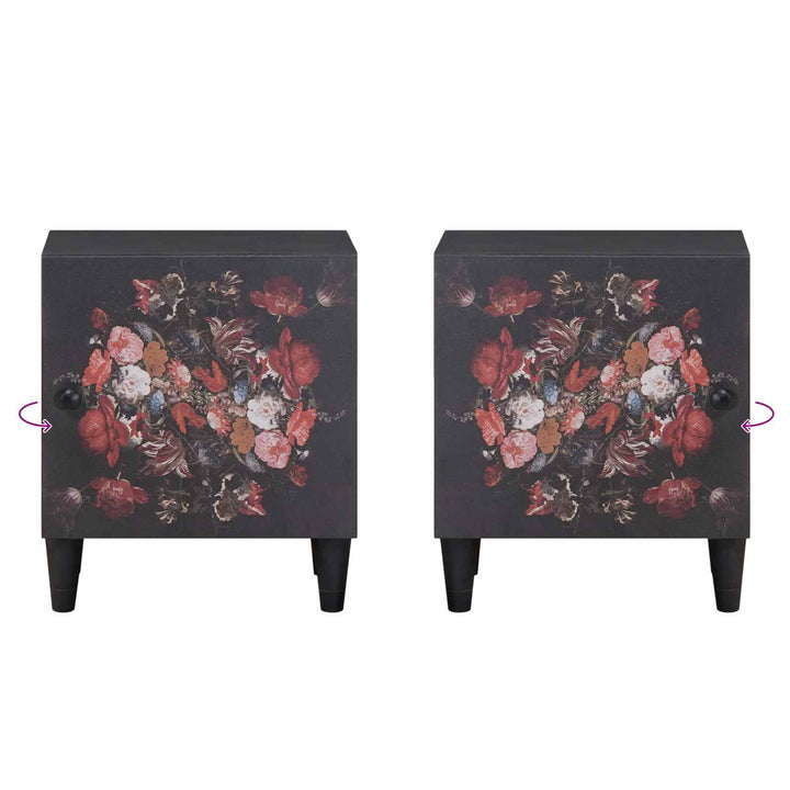 Sengebord med Dør 2 pcs Sort 40 x 33 x 46 cm Massivt mangotræ