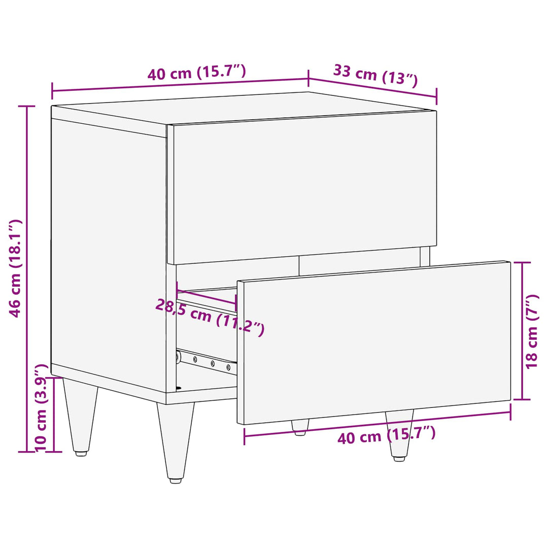 Sengebord 2 pcs Brun 40 x 33,5 x 46 cm Massivt mangotræ