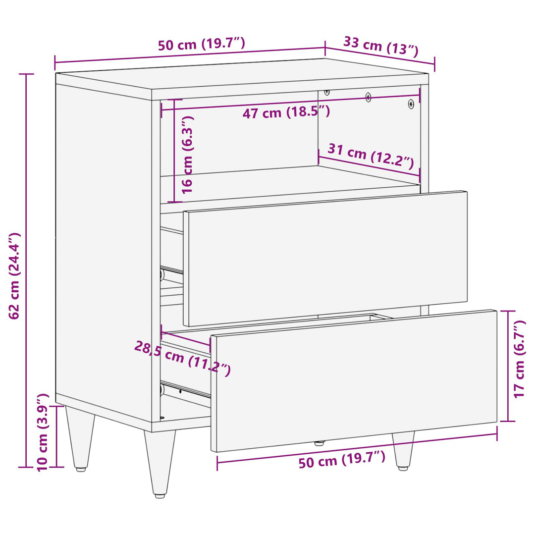 Sengebord Flerfarvet 50 x 33 x 60 cm Massivt mangotræ
