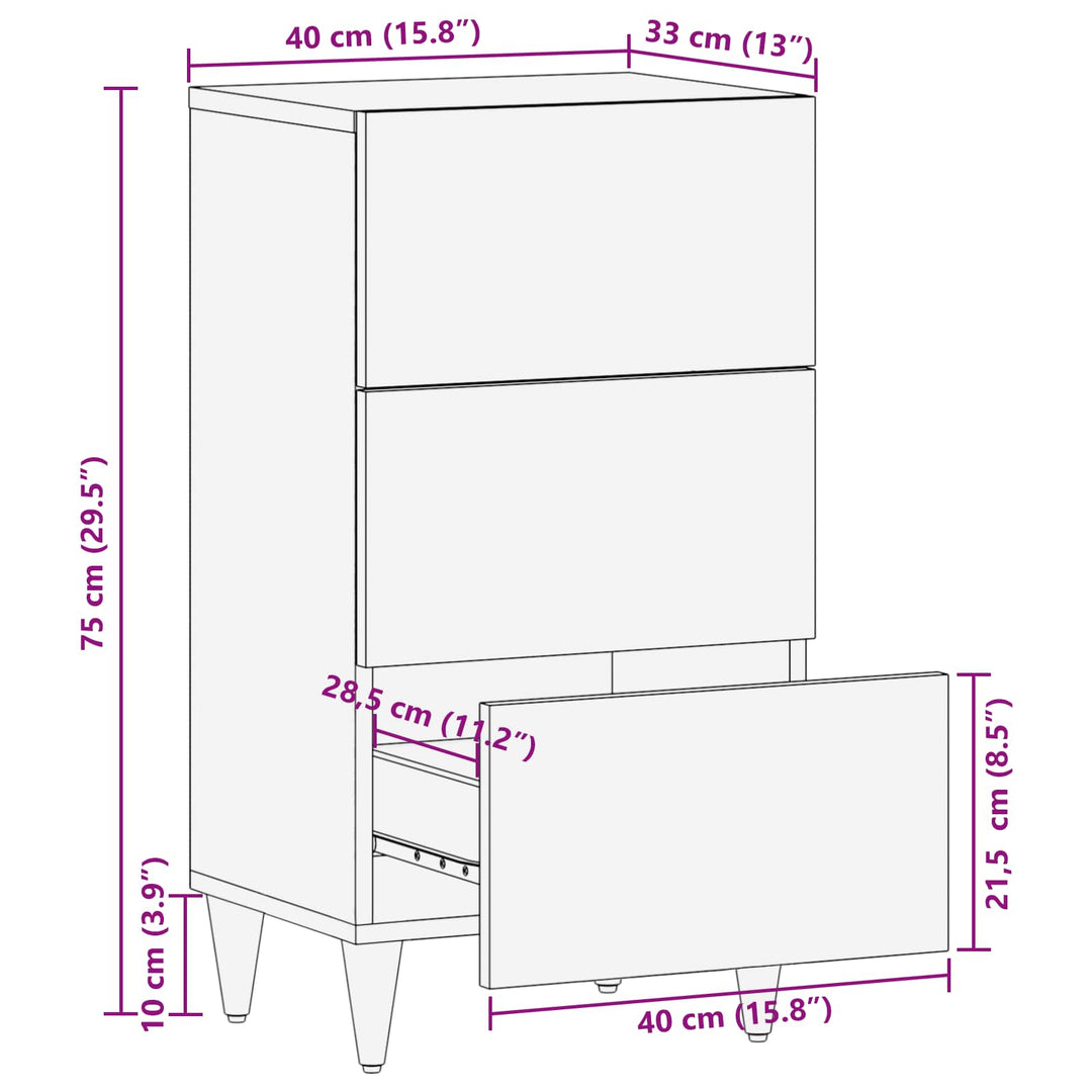 Opbevaringsskabe Flerfarvet 40 x 33,5 x 75 cm Massivt mangotræ