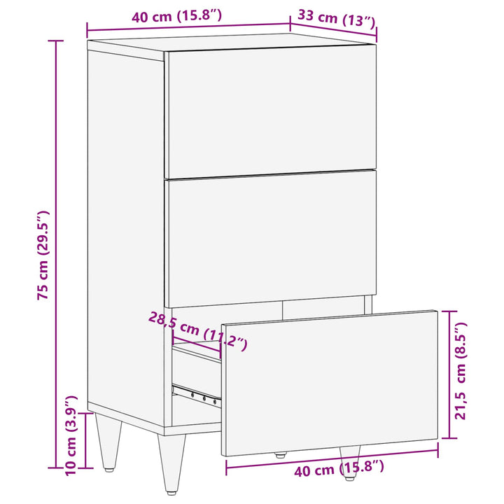 Opbevaringsskabe Flerfarvet 40 x 33,5 x 75 cm Massivt mangotræ