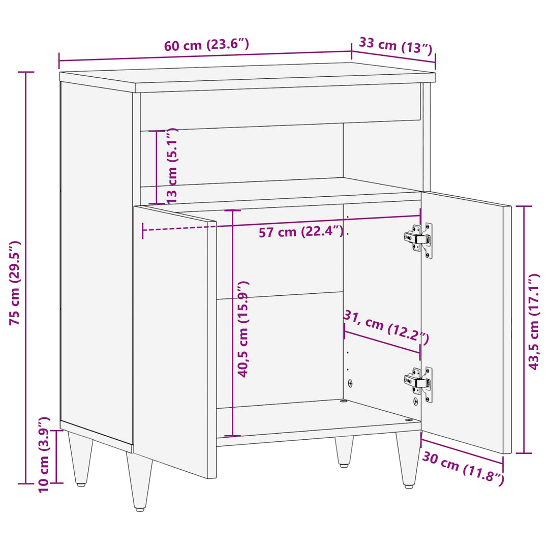 Opbevaringsskabe Flerfarvet 60 x 33,5 x 75 cm Massivt mangotræ