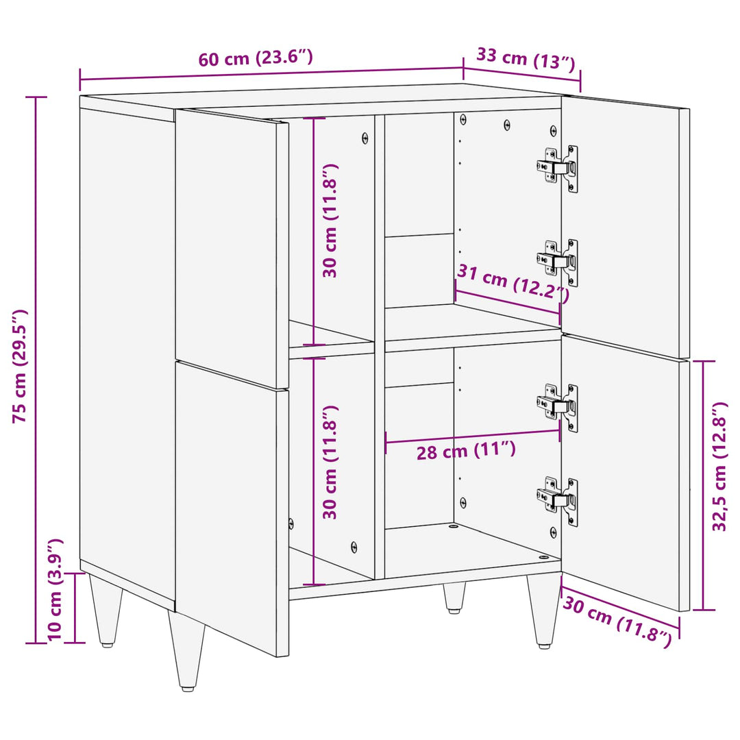 Opbevaringsskabe Flerfarvet 60 x 33,5 x 75 cm Massivt mangotræ