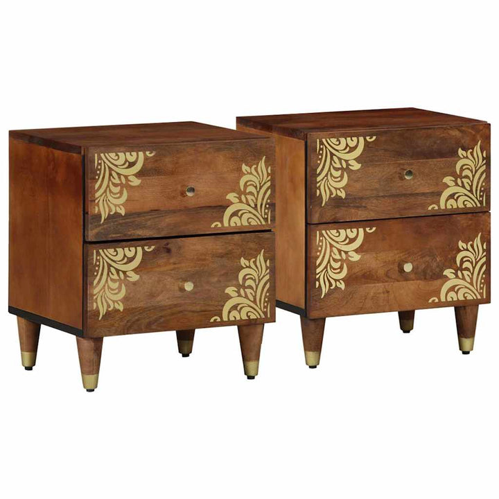 Natskab 2 pcs Honningbrun 40 x 33 x 46 cm Massivt mangotræ