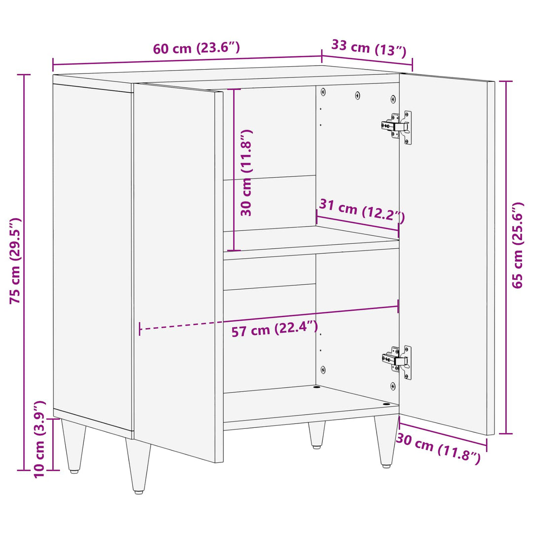 Sideboard Brun 60 x 33 x 75 cm Massivt mangotræ